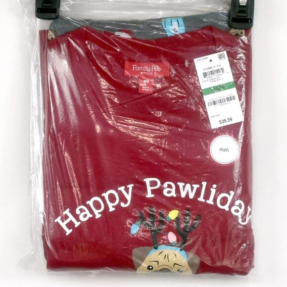 Mens “Happy Pawlidays” 2-Piece Pajama Set Size M Family PJs NWT - Picture 2 of 9